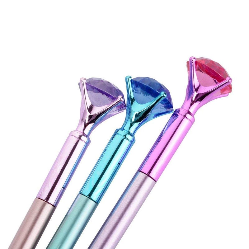 queenland 8 Pack Big Diamond Gel Pen Set Black Ink Ballpoint Pen with 0.5 MM Point Gel Ink Rollerball Pen Kit School Office Stationery - Image 3